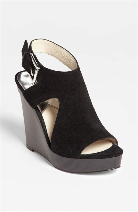 lace-up wedge black suede michael kors|Michael Kors Women's Wedges .